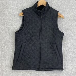 Berne Ladies Vest Womens Small 4-6 Black Quilted Full Zip Pockets Fleece Lined